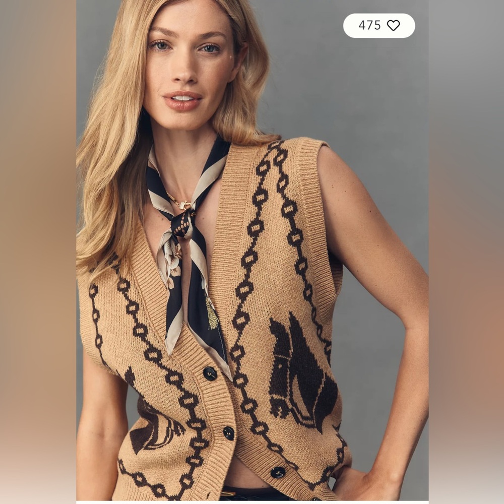 NWT Anthropologie Moon River Equestrian 🐎 Horse Sweater Knit Vest Small